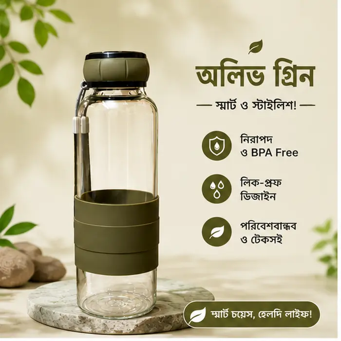 Premium Glass Water Jar Bottle | BPA Free Leak-Proof Portable Drinking Bottle - Image 4
