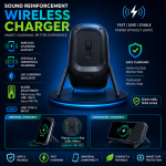 2022 OEM Sound Reinforcement Wireless Charger for Mobile Phone with Phone Holder